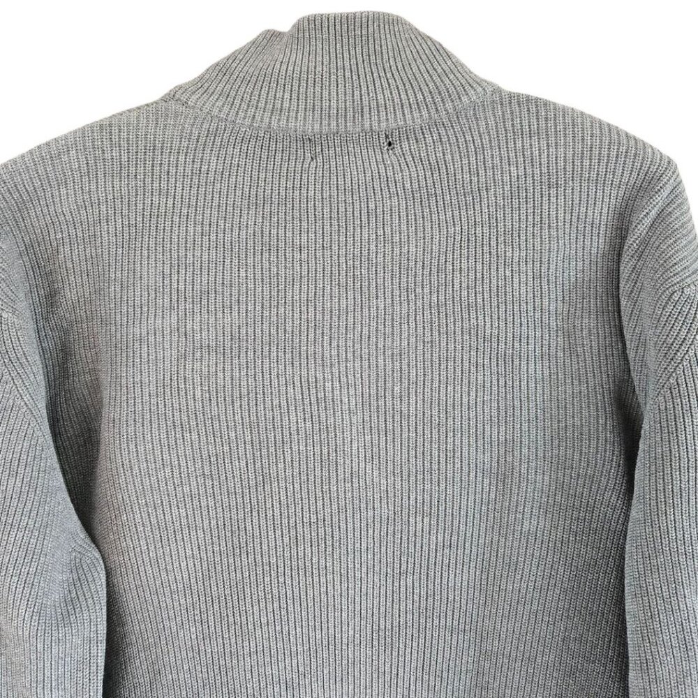 Calvin Klein XL Gray 100% Cotton Half-Zip Ribbed Sweater Mock Turtleneck - Picture 6 of 9